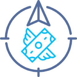 Icon of a target and compass, representing focused priorities